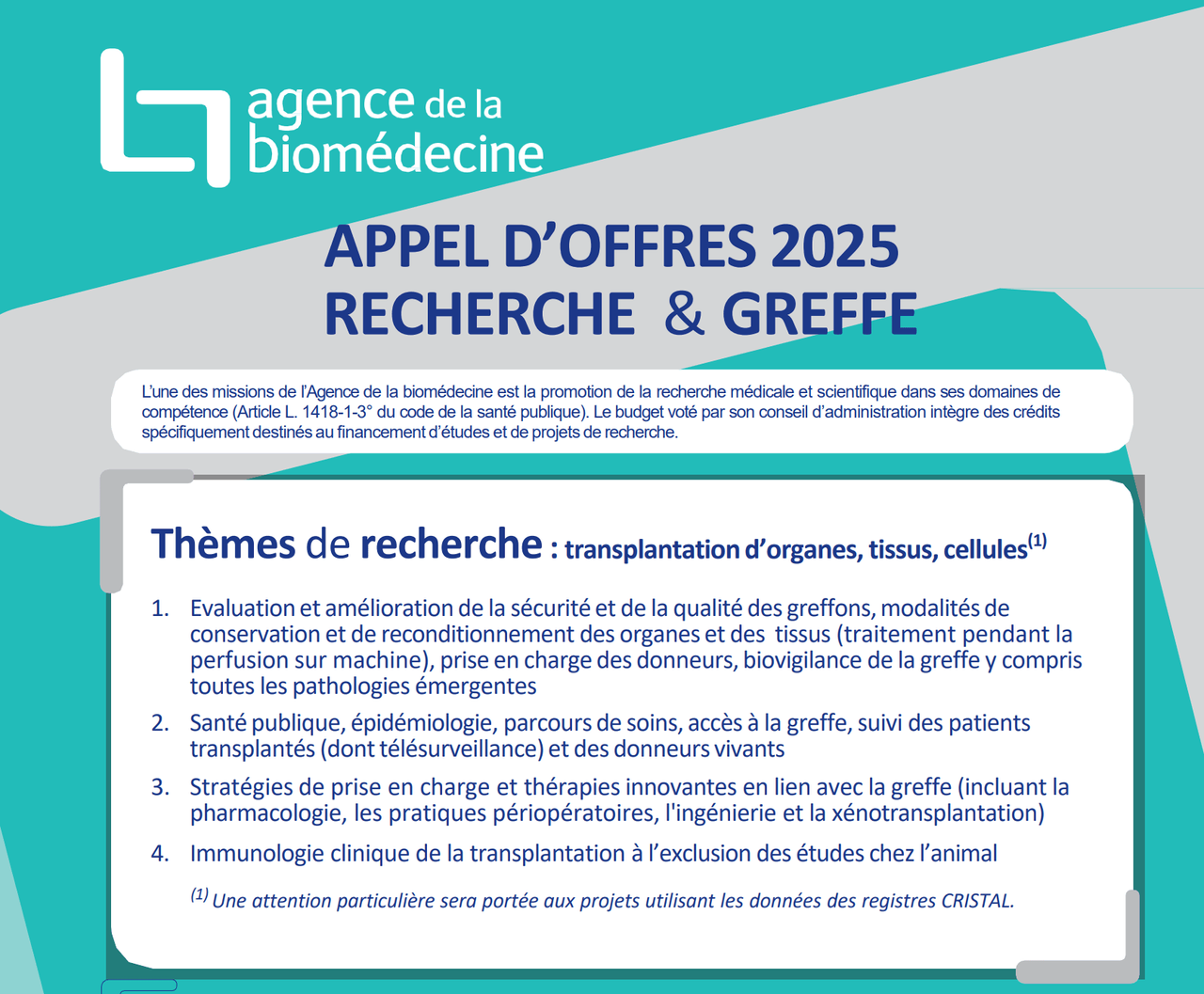 Appel d'offre 2025 recherche et greffe